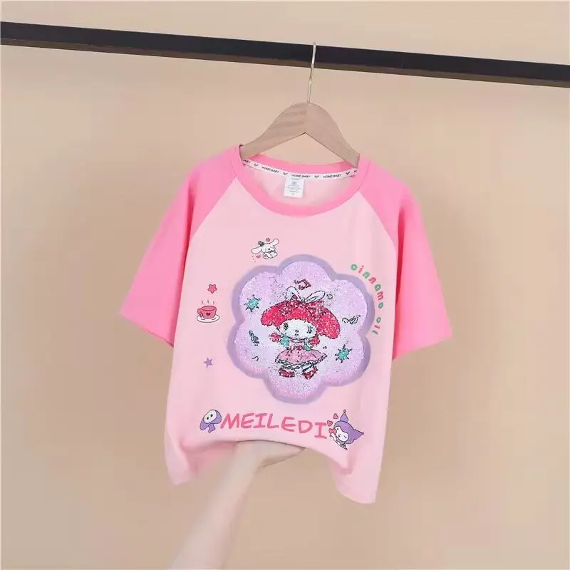 Kuromi Girls T-Shirts 2024 Sanrio Kawaii Anime My Melody Cinnamoroll Short-Sleeved Summer Cute Cartoon Sequins Change Color Tops
Kuromi Girls T-Shirts 2024 Sanrio Kawaii Anime My Melody Cinnamoroll Short-Sleeved Summer Cute Cartoon Sequins Change Color Tops