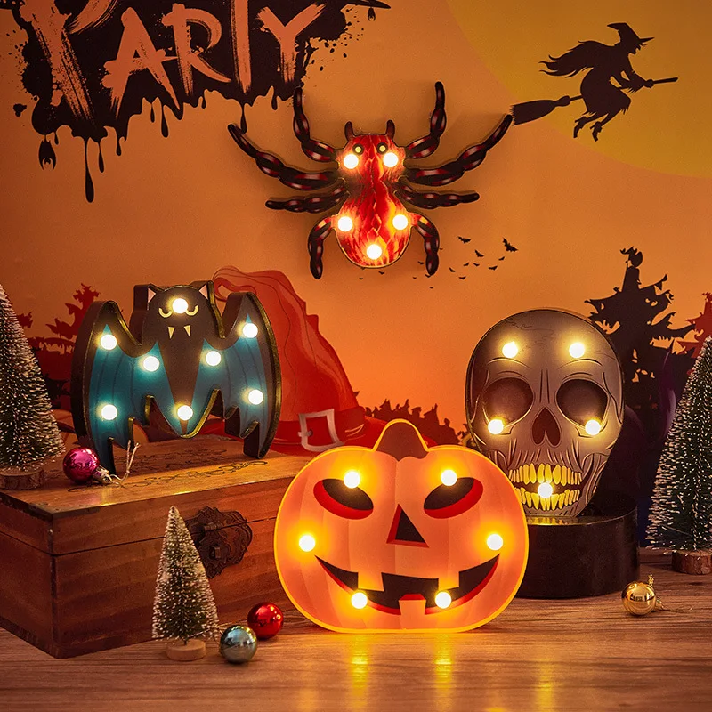 

Halloween Pumpkin Witch Bat Ghost LED Light Up Glowing Lamp Horror Props Festival Haunted House Halloween Party Home Decoration