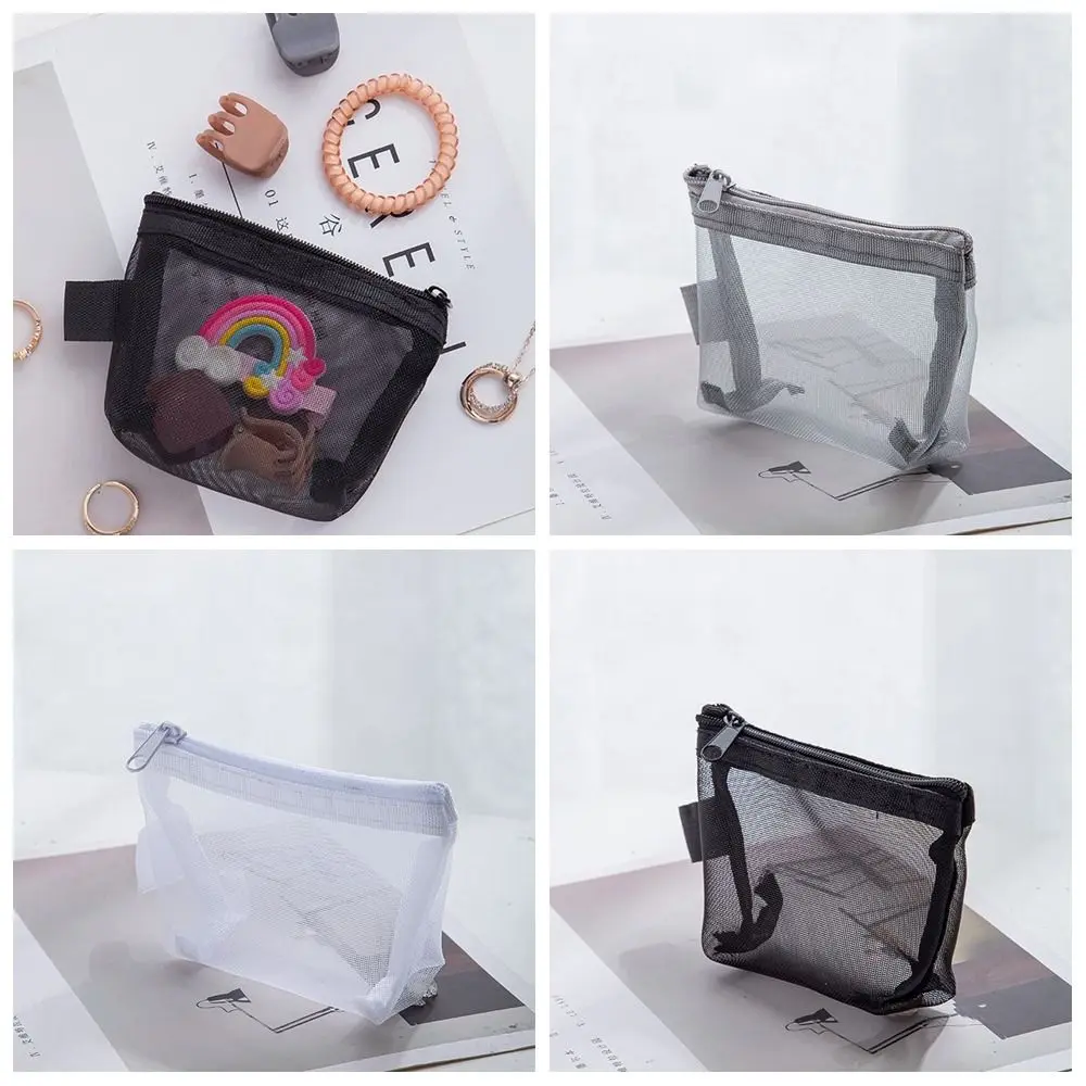 

Change Storage Bag Clear Mesh Bag Small Item Bag Lipstick Cosmetic Bag Mini Coin Purse Sanitary Napkin Storage Bag Solid Color