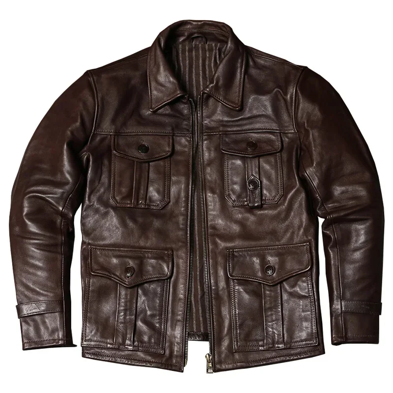 Genuine Leather Hunting Suit Men Multiple Pockets Jackets Men's Lapel Wax Dyed Horseskin Jacket Chaquetas Para Hombre
Genuine Leather Hunting Suit Men Multiple Pockets Jackets Men's Lapel Wax Dyed Horseskin Jacket Chaquetas Para Hombre
