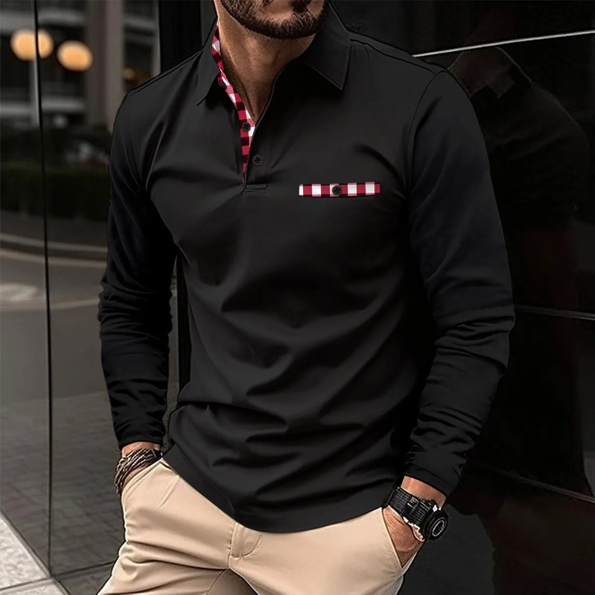 2023 autumn long-sleeved men's T-shirt business casual POLO shirt classic solid color lapel men's top selling Europe and the Uni
2023 autumn long-sleeved men's T-shirt business casual POLO shirt classic solid color lapel men's top selling Europe and the Uni