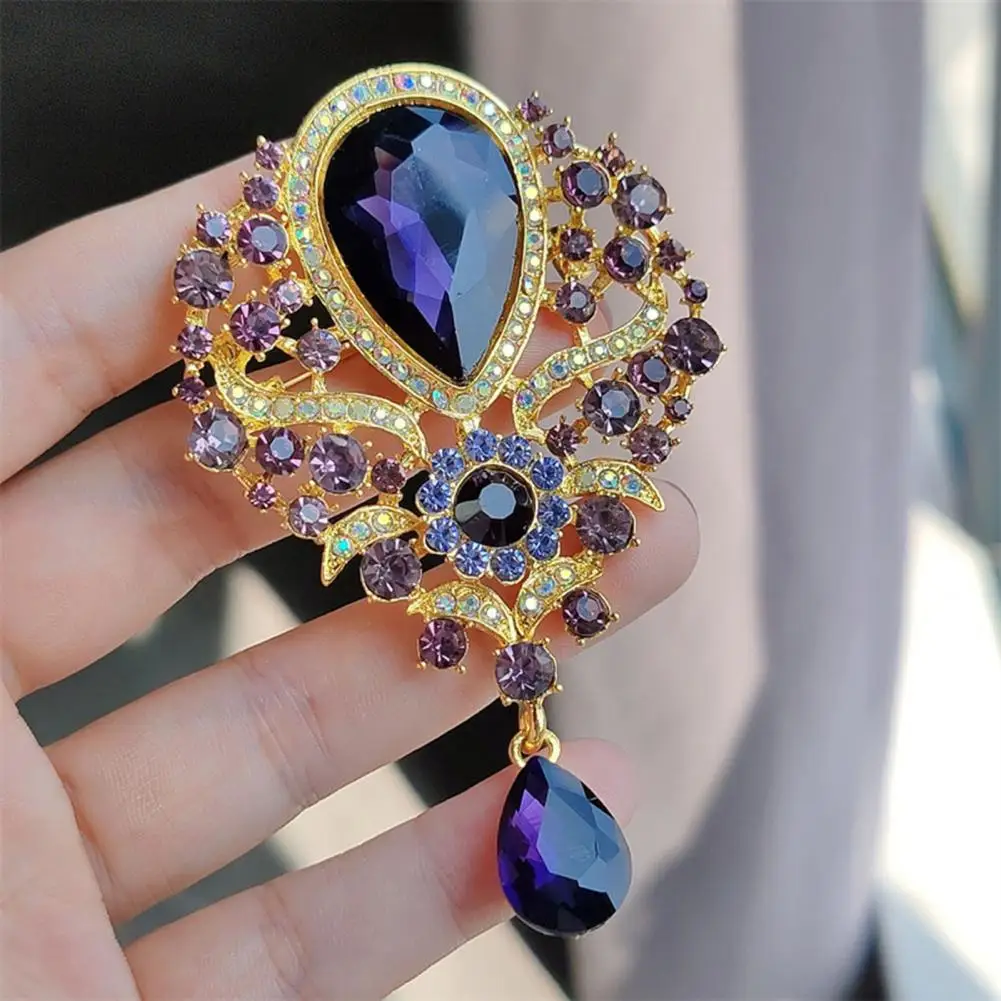 

Brooch Pin Vintage Water-drop Rhinestone Brooches for Women Elegant Wedding Party Pins with Faux Inlay Fashion Jewelry Gift
