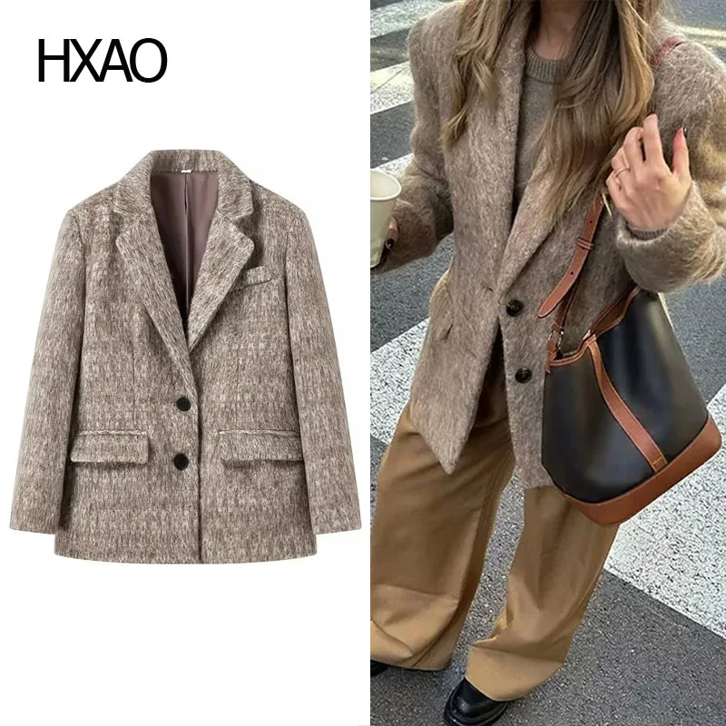 HXAO Blazer for Women Woolen Suit Jacket Faux Wool Coat Plush Blazer Woman Luxury Ladies Elegant Blazer Long Sleeve Tweed Jacket
HXAO Blazer for Women Woolen Suit Jacket Faux Wool Coat Plush Blazer Woman Luxury Ladies Elegant Blazer Long Sleeve Tweed Jacket