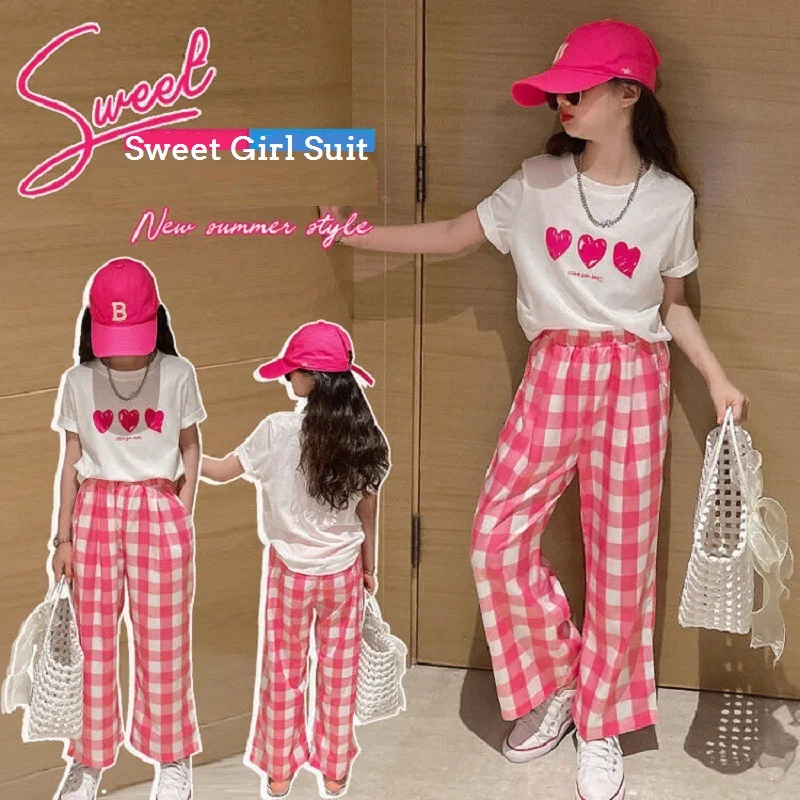 Summer Casual Girls Sweet White t-Shirt Tops+Loose Plaid Pant Sets School Kids Tracksuit Children 2-Piece Outfit 5-16 Years
Summer Casual Girls Sweet White t-Shirt Tops+Loose Plaid Pant Sets School Kids Tracksuit Children 2-Piece Outfit 5-16 Years