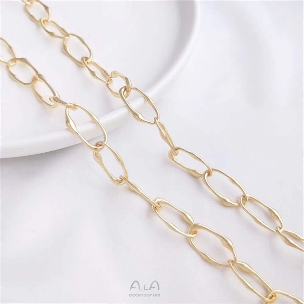 Copper Korean Chain Bag 14K Gold Plated Irregular Oval Chain Handmade DIY Bracelet Necklace Jewelry Loose Chain A348
Copper Korean Chain Bag 14K Gold Plated Irregular Oval Chain Handmade DIY Bracelet Necklace Jewelry Loose Chain A348