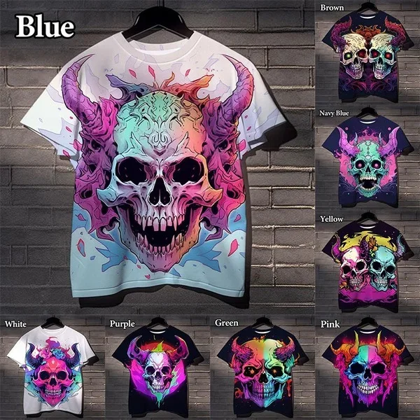 Fashion Casual Printed Street Hip-Hop Men's and Women's T-Shirt Cool Colorful Skull 3D Printed T-Shirt
Fashion Casual Printed Street Hip-Hop Men's and Women's T-Shirt Cool Colorful Skull 3D Printed T-Shirt