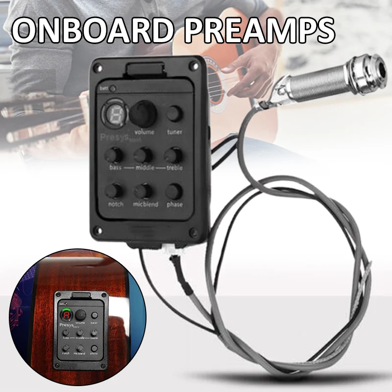 4 Band 301 EQ Tuner Piezo Mic Blend Acoustic Guitar Pickup Preamp LCD Tuner Guitar Pickup Control System Accessories
4 Band 301 EQ Tuner Piezo Mic Blend Acoustic Guitar Pickup Preamp LCD Tuner Guitar Pickup Control System Accessories