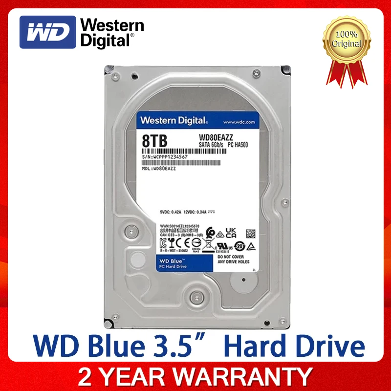 

Внутренний жесткий диск Western Digital WD Blue, внутренний жесткий диск на 1 ТБ, 4 ТБ, 6 Тб, 3,5 дюйма, 5400 об/мин, 64 Мб кэш-памяти, SATA, 6 Гб/с, жесткий диск для настольных компьютеров