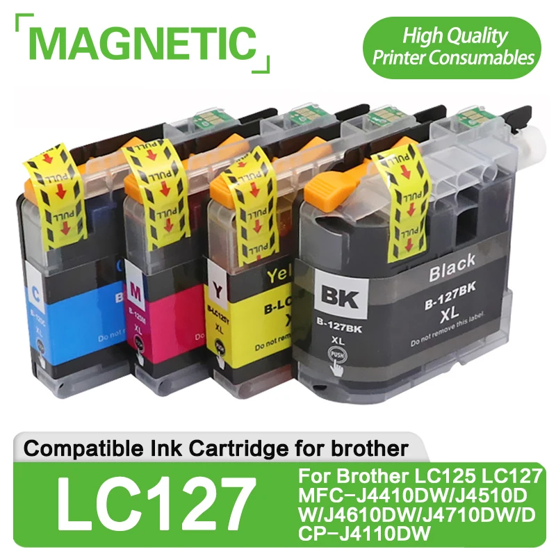 Полный чернильный картридж для LC127 LC125 127XL 125XL, совместимый с Brother MFC-J4410DW/J4510DW/J4610DW/J4710DW/DCP-J4110DW
Полный чернильный картридж для LC127 LC125 127XL 125XL, совместимый с Brother MFC-J4410DW/J4510DW/J4610DW/J4710DW/DCP-J4110DW