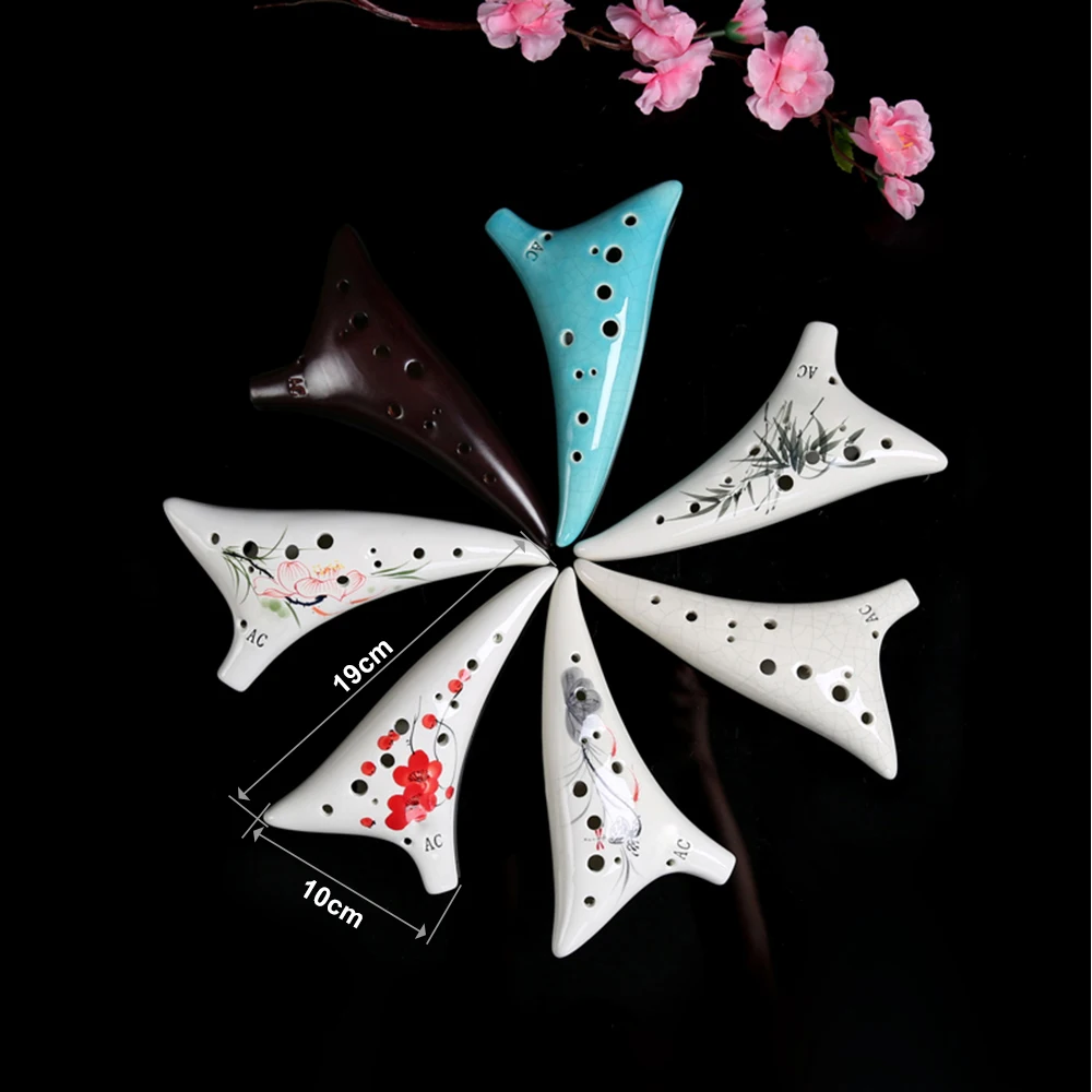 12 Holes Warped-tail Ceramic Ocarina Alto C Hand Painted Musical Instrument with Lanyard Music Score Protective Bag
12 Holes Warped-tail Ceramic Ocarina Alto C Hand Painted Musical Instrument with Lanyard Music Score Protective Bag