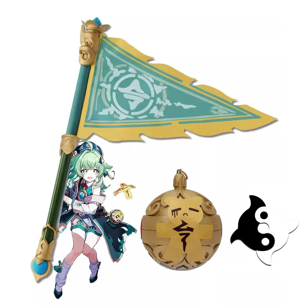 

Game Honkai Star Rail HuoHuo Cosplay Props Flag 60cm Long Green Gradient Wig Role Play Anime Halloween Party Costume Accessories