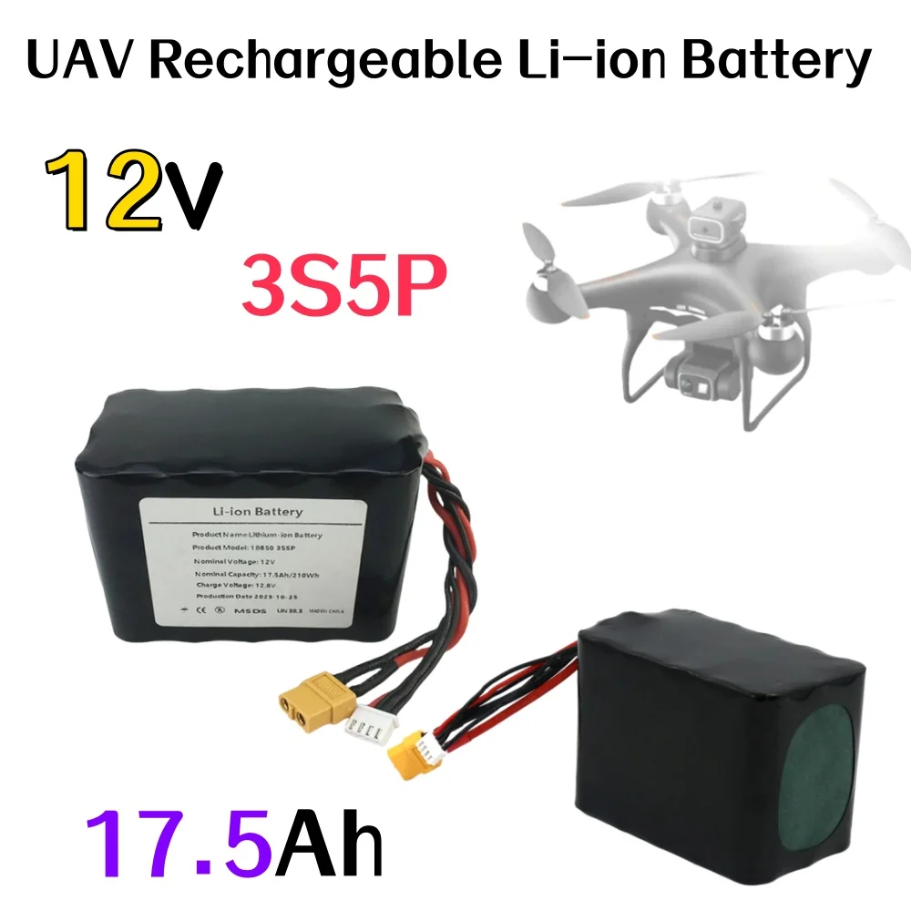3S5P 12V 17.5Ah 12.6V High Capacity UAV Rechargeable Li-ion Battery for Various RC Airplane Quadrotor XH2.54-4P XT60
3S5P 12V 17.5Ah 12.6V High Capacity UAV Rechargeable Li-ion Battery for Various RC Airplane Quadrotor XH2.54-4P XT60