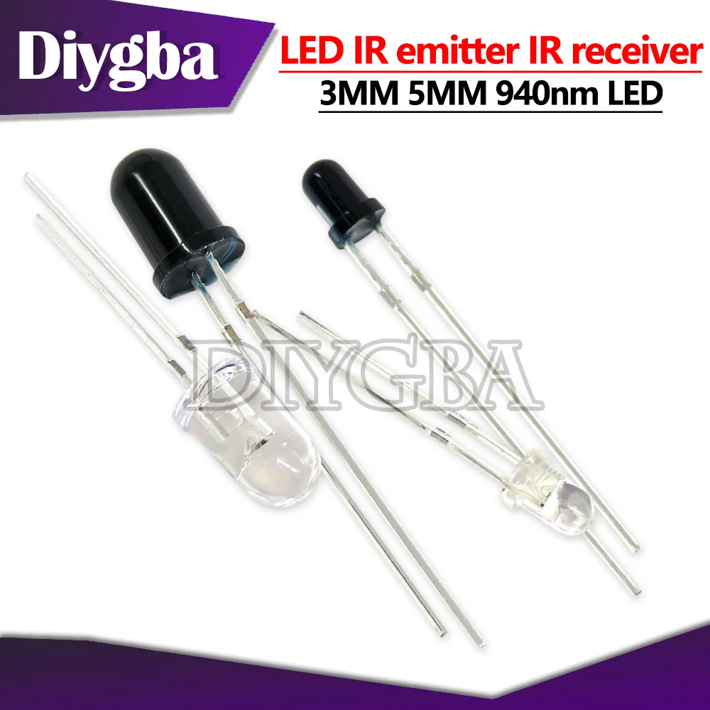 

100PCS F3 F5 3MM 5MM 940nm LED infrared emitter and IR receiver diodes Infrared kit