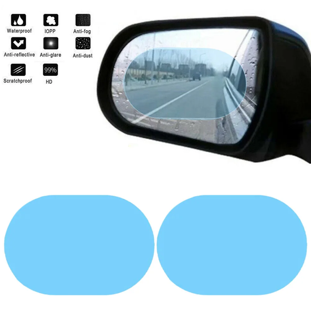 

2pcs Rainproof Car Rearview Mirror Sticker Anti-Fog Protective Film Rain Shield Oval Mirror Protector Films