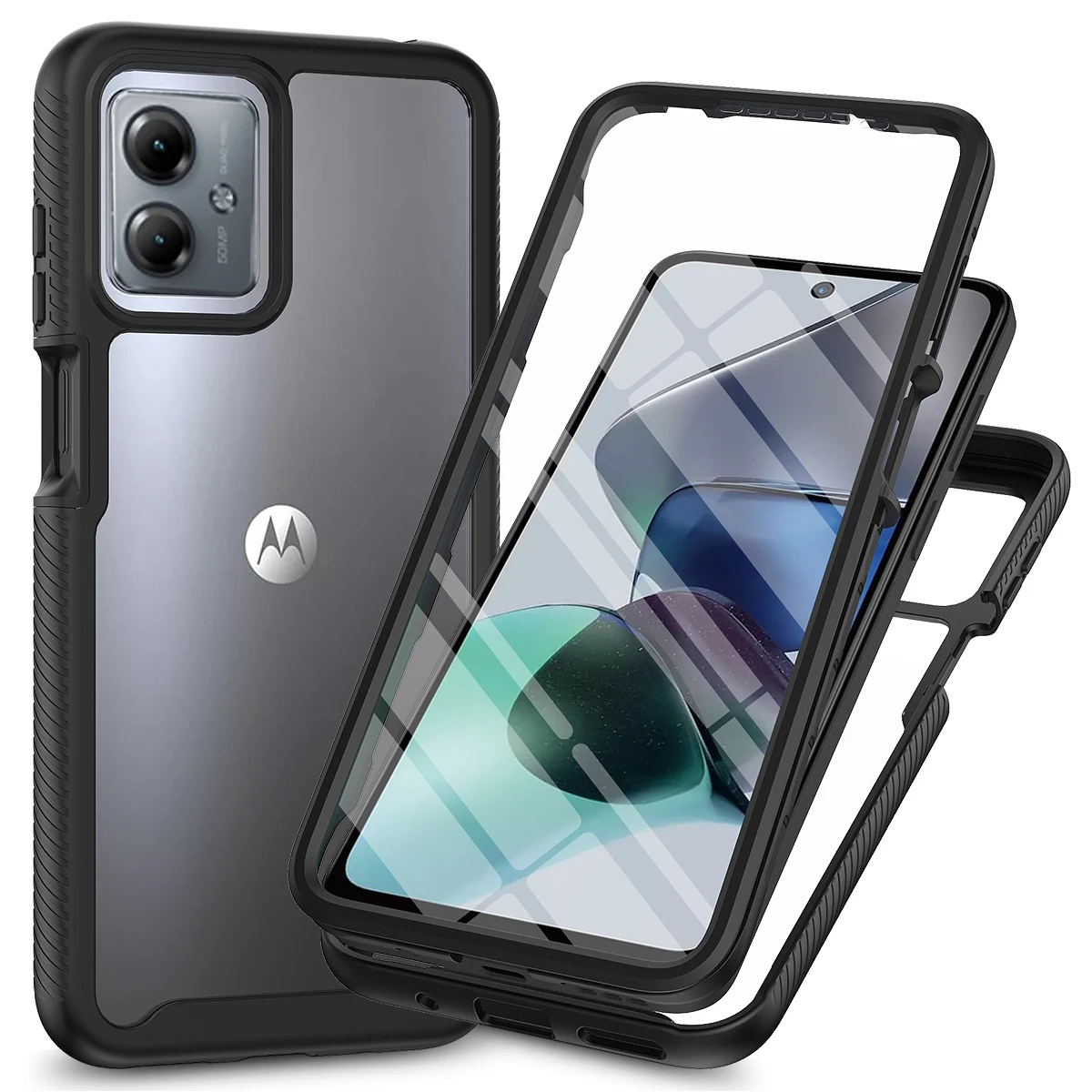 

Moto G54 5G Shockproof Clear Case Built in Screen Protector Full Body Rugged Defender Cover for Motorola G14 Case, G84 5G Cases