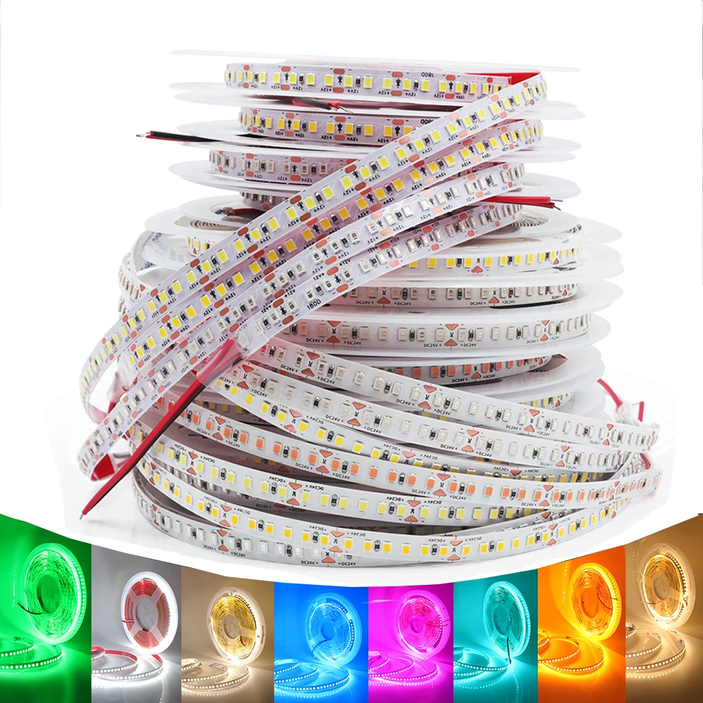 

5M 10M LED Light Strips 12V 24V SMD 2835 180LEDs/m Diode Tape Flexible LED Ribbon Home Lamp Strip Room Decoration 11 Colors