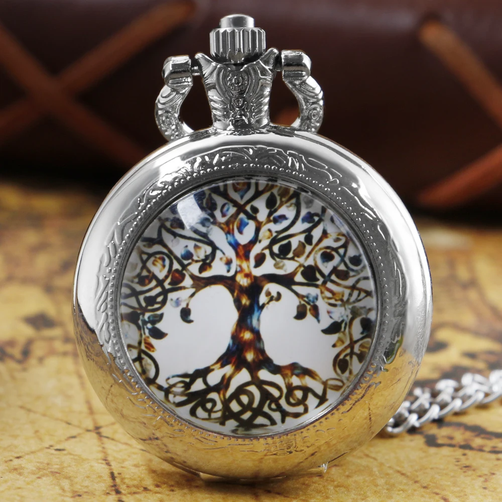 Classic Fashion The Tree of Life Design Glass Cabochon Quartz Pocket Watch Vintage Men Women Pendant Necklace Chain
Classic Fashion The Tree of Life Design Glass Cabochon Quartz Pocket Watch Vintage Men Women Pendant Necklace Chain