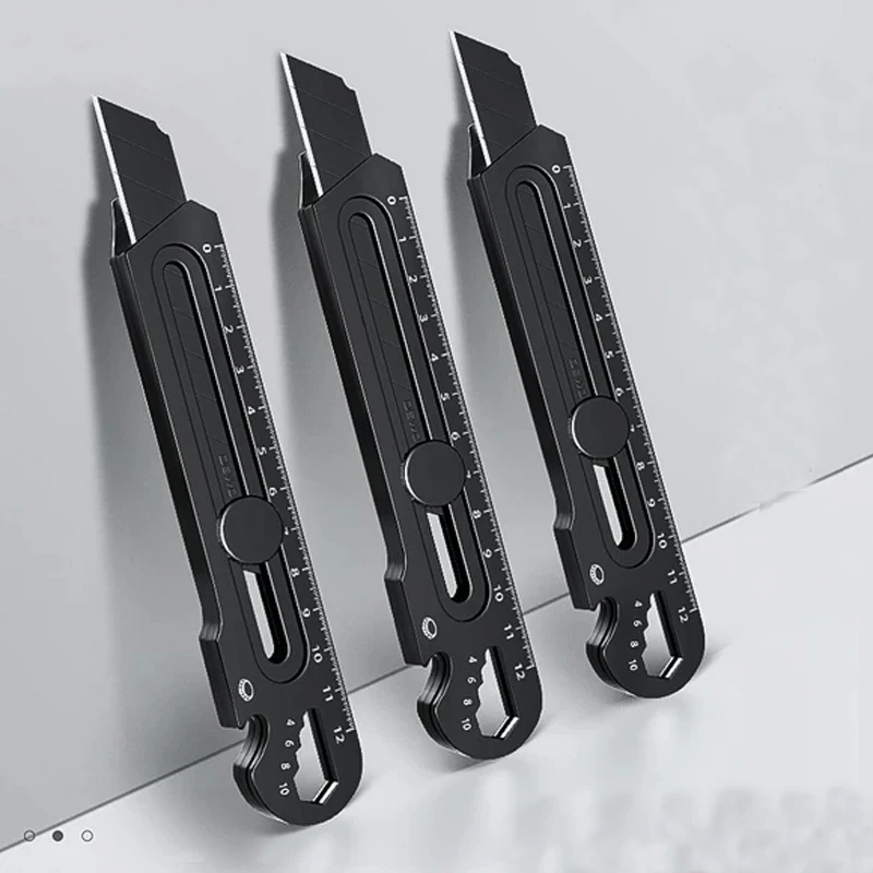 

6 in 1 Multifunctional Utility Knife нож канцелярия Estilete Cutter Aluminum Alloy Heavy Duty 25/18MM Black Premium Stationery