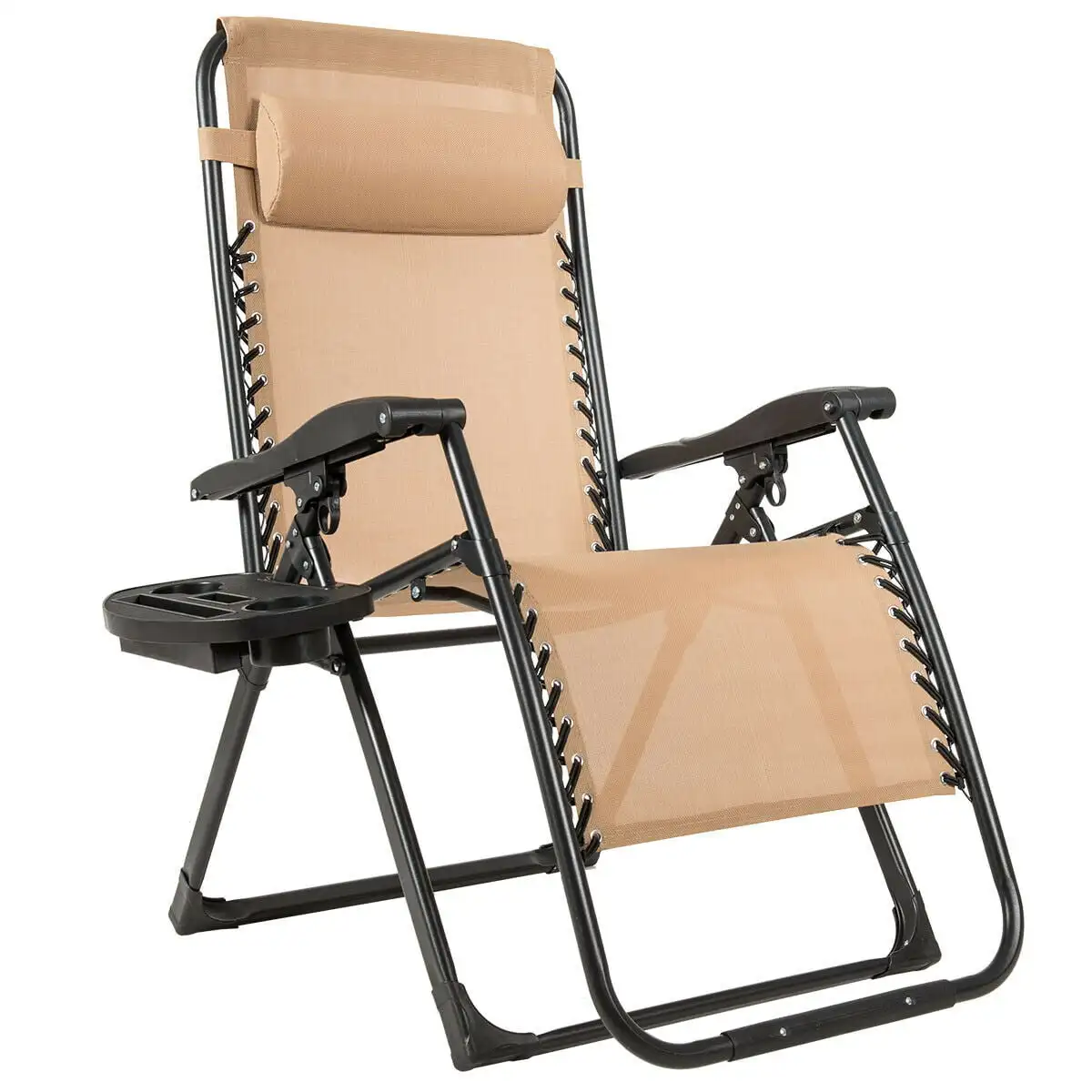 Beige Zero Gravity Lounge Chair Beach Adjustable Chaise Lounge Outdoor Pool Side Folding Recliners W/ Tray Pillow Cup Holder
Beige Zero Gravity Lounge Chair Beach Adjustable Chaise Lounge Outdoor Pool Side Folding Recliners W/ Tray Pillow Cup Holder