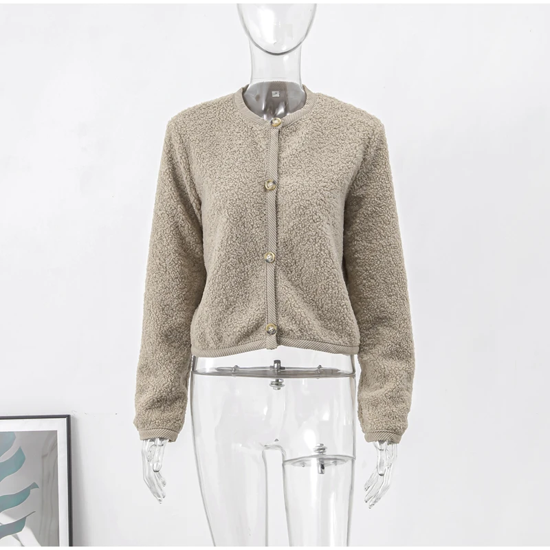 Lamb Wool Women Coat O-neck Long Sleeve Single Breasted Female Short Jacket, Autumn Winter Fashion, Loose Lady Outwear 7 Mallzona S818947a8ca56466dae6505b3ff6e3734F Lamb Wool Women Coat O-neck Long Sleeve Single Breasted Female Short Jacket, Autumn Winter Fashion, Loose Lady Outwear Mallzona