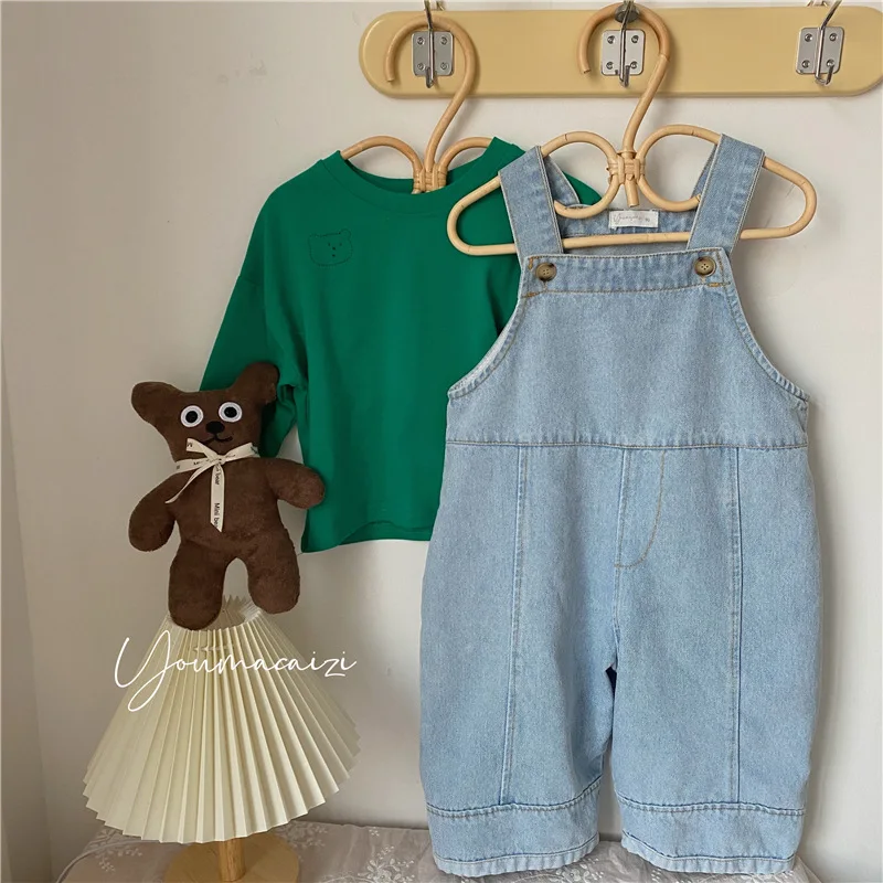 

Детская одежда, новинка весны 2023, детская одежда, светлые подтяжки для мальчиков и девочек, детские джинсовые подтяжки в Корейском стиле