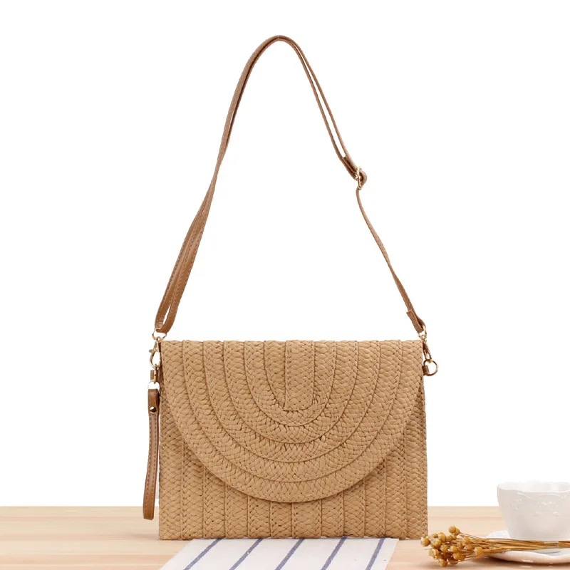 

Woven Straw Beach Bag Vintage Handmade Bohemian Female Summer Vacation Fashon Envelope Crossbody Casual Shoulder Women's Bag