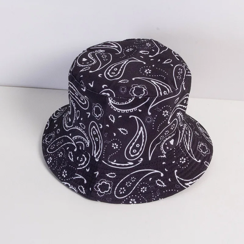 

Bandana Print Bucket Hat for Men Women Cashew Flower Printed Fisherman's Hat Fashion Foldable Basin Cap Double-sided Sun Hat