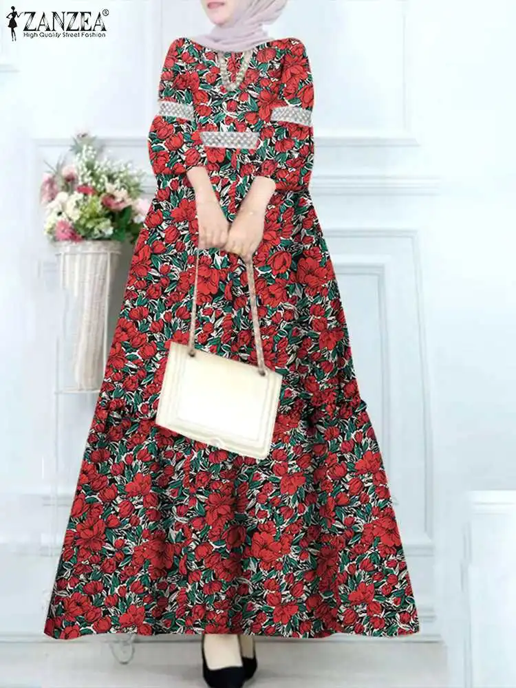 Женское платье с цветочным принтом, круглым вырезом 
Женское платье с цветочным принтом, круглым вырезом