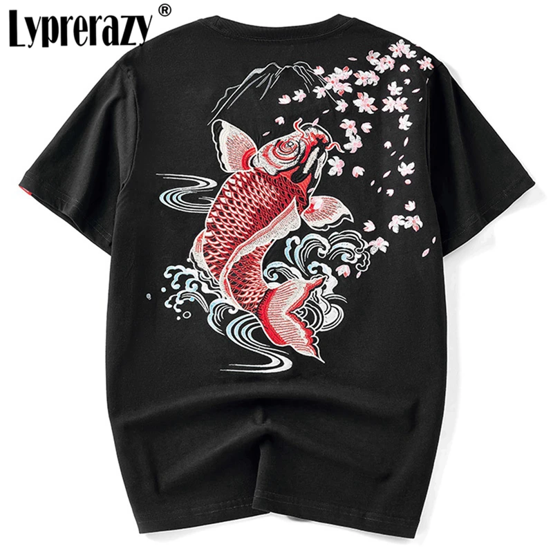 Lyprerazy New Summer Chinese Style Carp Embroidery T-Shirt Original Brand Cotton Casual Men Tee Shirt Tops 
Lyprerazy New Summer Chinese Style Carp Embroidery T-Shirt Original Brand Cotton Casual Men Tee Shirt Tops