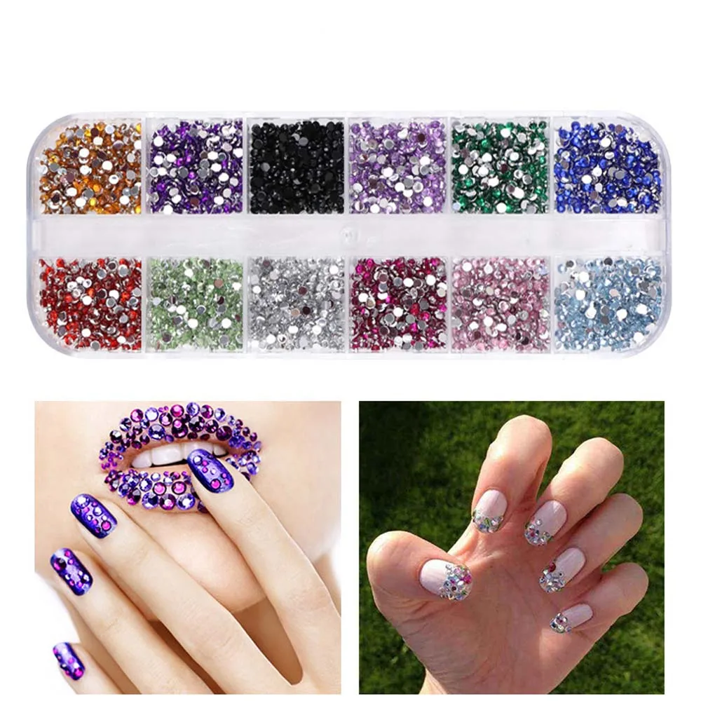 

12Grid /Box DIY Nail Rhinestones 3D Glitter Crystal Diamond Gem Charms Beauty For Nail Art DIY Decoration Nails Accesories