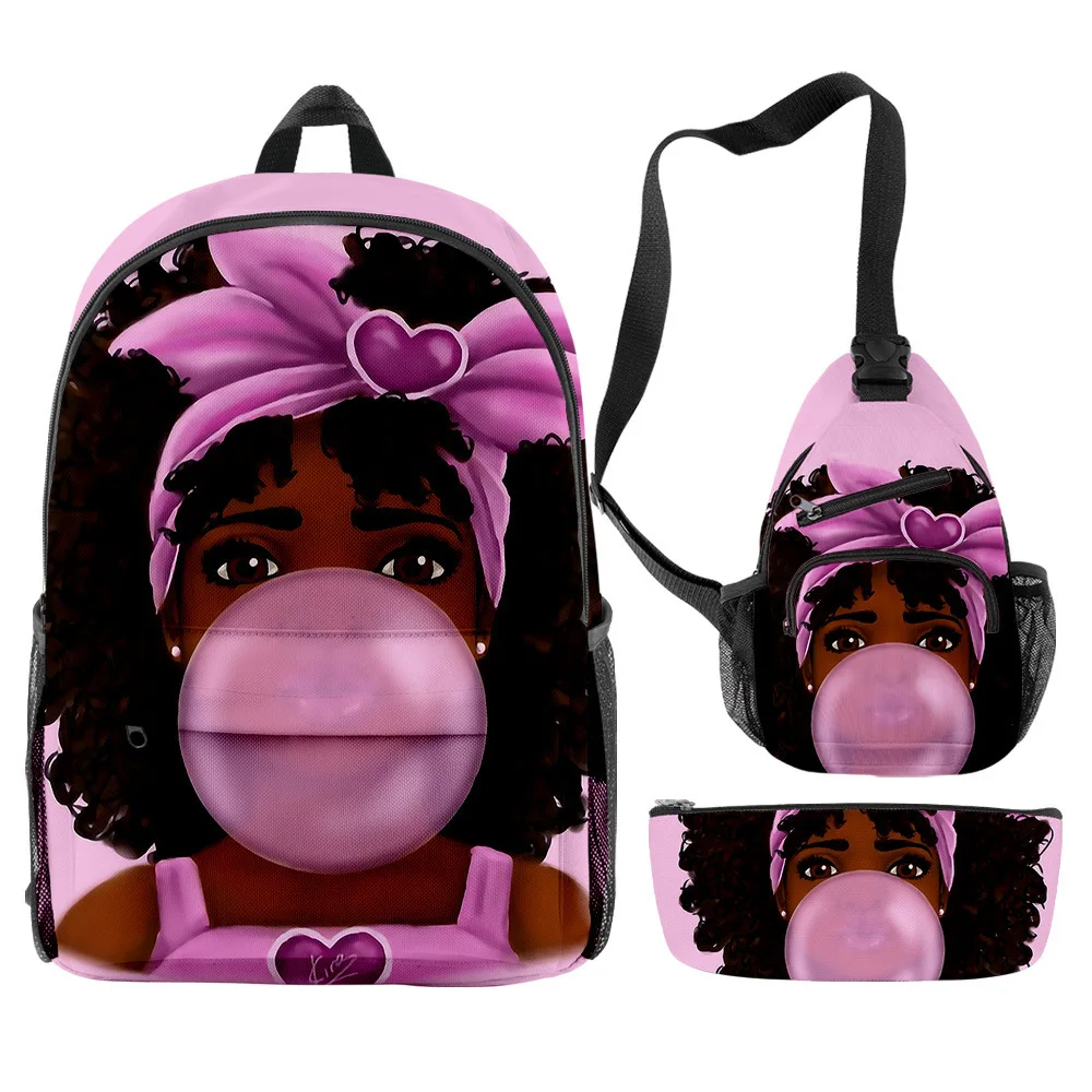 Three-piece set of African girl children's school bag set African girl large capacity backpack children's zipper school bag
Three-piece set of African girl children's school bag set African girl large capacity backpack children's zipper school bag