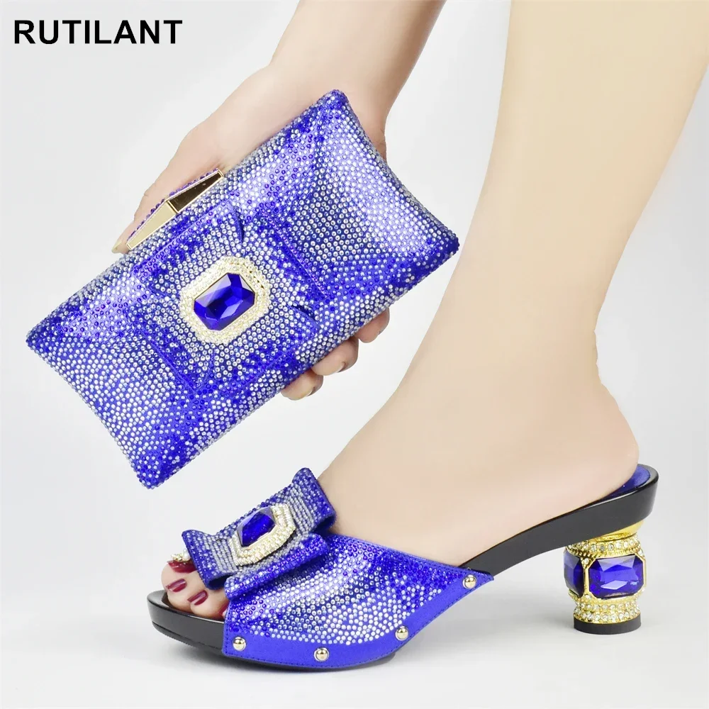 

Nigerian Women Party Pumps High Heels Set Italy Set African Shoes and Matching Bags Italian Match African Party Shoe and Bag Set