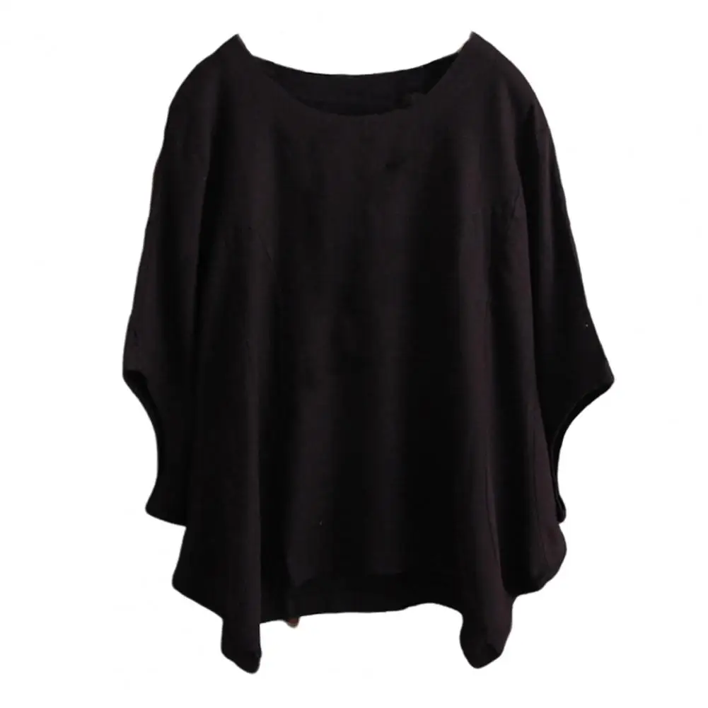 

Women Casual T-shirt O-neck Batwing Short Sleeve Tee Shirt Loose Fit Solid Color Pullover Tops Streetwear