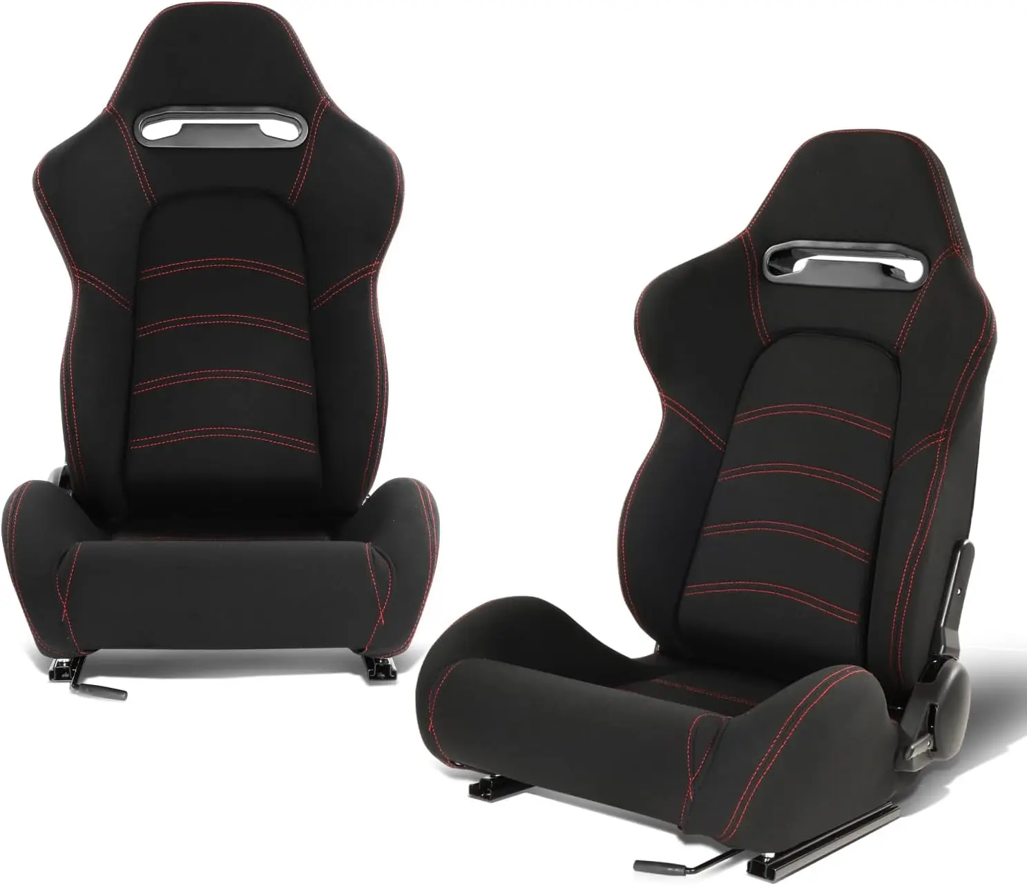 

DNA MOTORING Universal Reclinable Racing Seats with Bottom Mount Sliders,21.5" W X 21.5" D X 35" H,Black/Red,RS-JBR-005-BK-RD