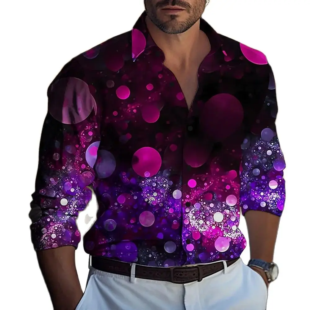 

Мужская рубашка с геометрическим рисунком, мягкая и удобная рубашка оверсайз с длинным рукавом, в стиле кэжуал