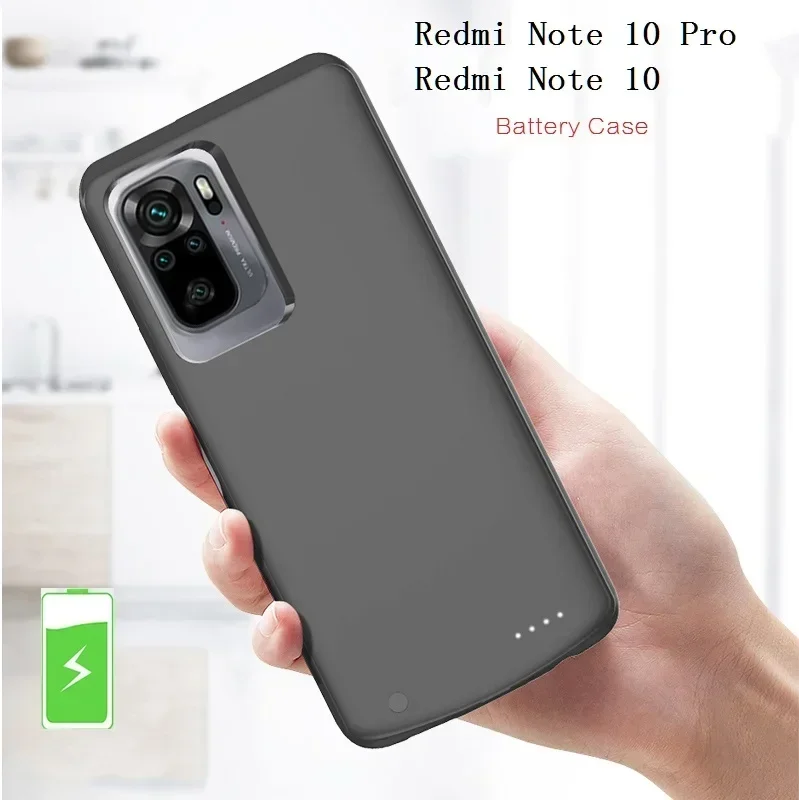 

Power Case for Xiaomi Redmi Note 10 Pro External Battery Charger Case Portable Power Bank Charging Cover Redmi Note 10 10S 5G