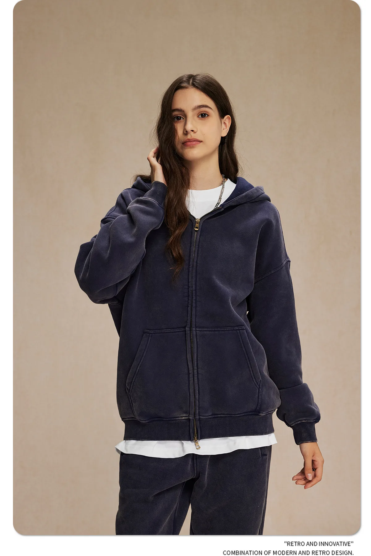 IEFB Men's Wear Wax Printing Vintage Male Hoodies Oversized Loose Zipper Water Washed Plush Sweatshirt Trendy New 9C9349 72 S819becd0b4874809b3494e796d7f2904w