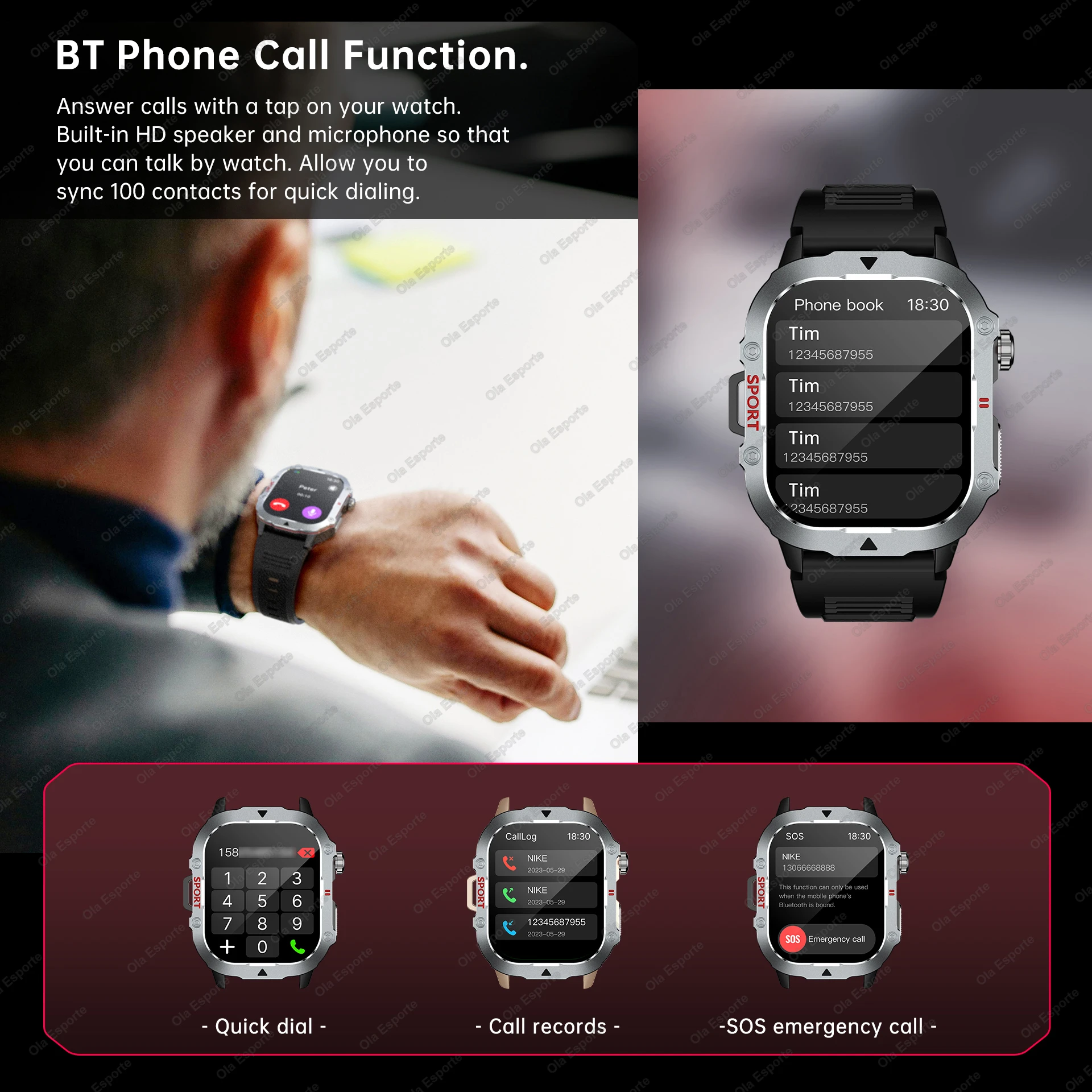 2025 New Military Smart Watch Men IP68 Waterproof Outdoor Sports Fitness Tracker Health Monitor 2.19