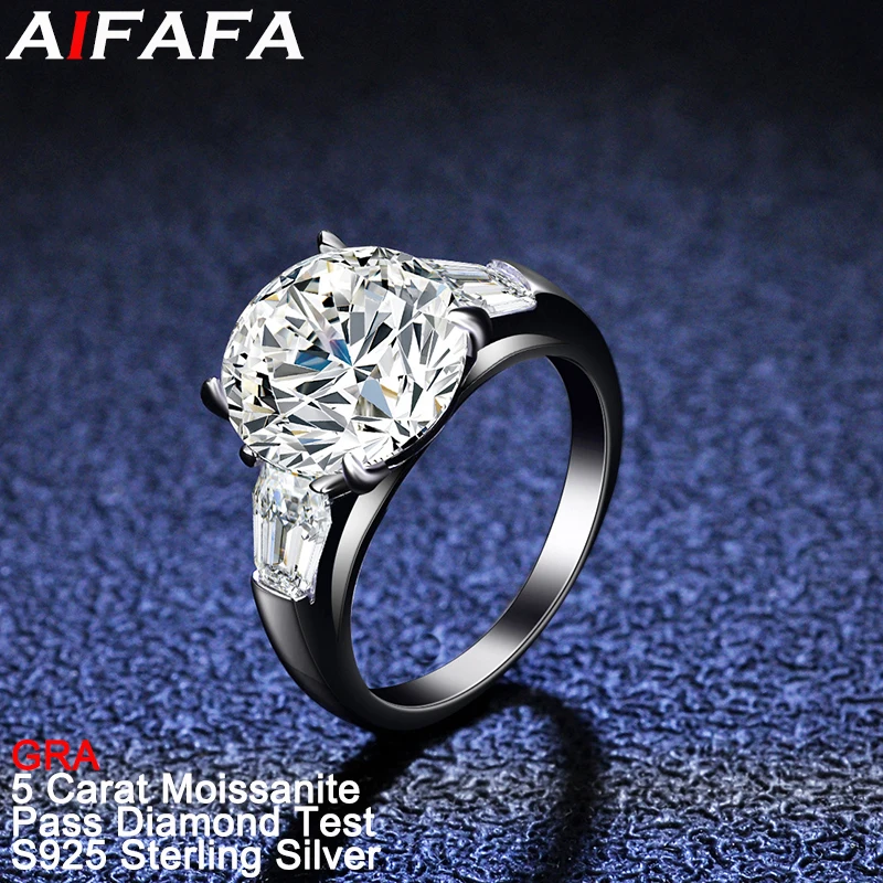 

AIFAFA 5 Carat Real D Color Moissanite Rings for Women 100% S925 Sterling Silver Wedding Band Jewelry Pass Diamond Tester GRA