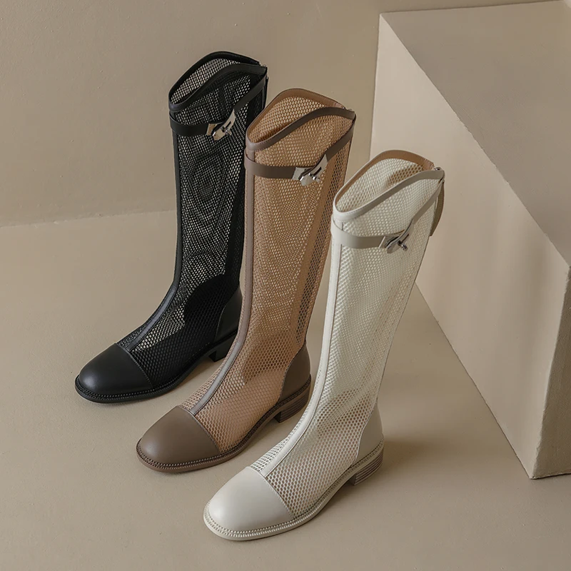 

2023 Spring Summer Women Knee-High Boots 3cm New Popular Network Boots In Stock Size 33-41Round Toe Fashion Elegant Style Y36