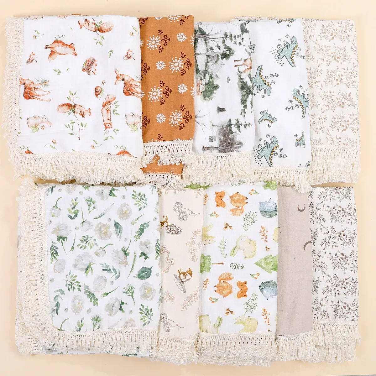 

Baby Blankets Muslin Swaddle For Newborn Fringe Double Layer Cotton Summer Blanket Bed Comforter Infant Baby Stuff Bebe