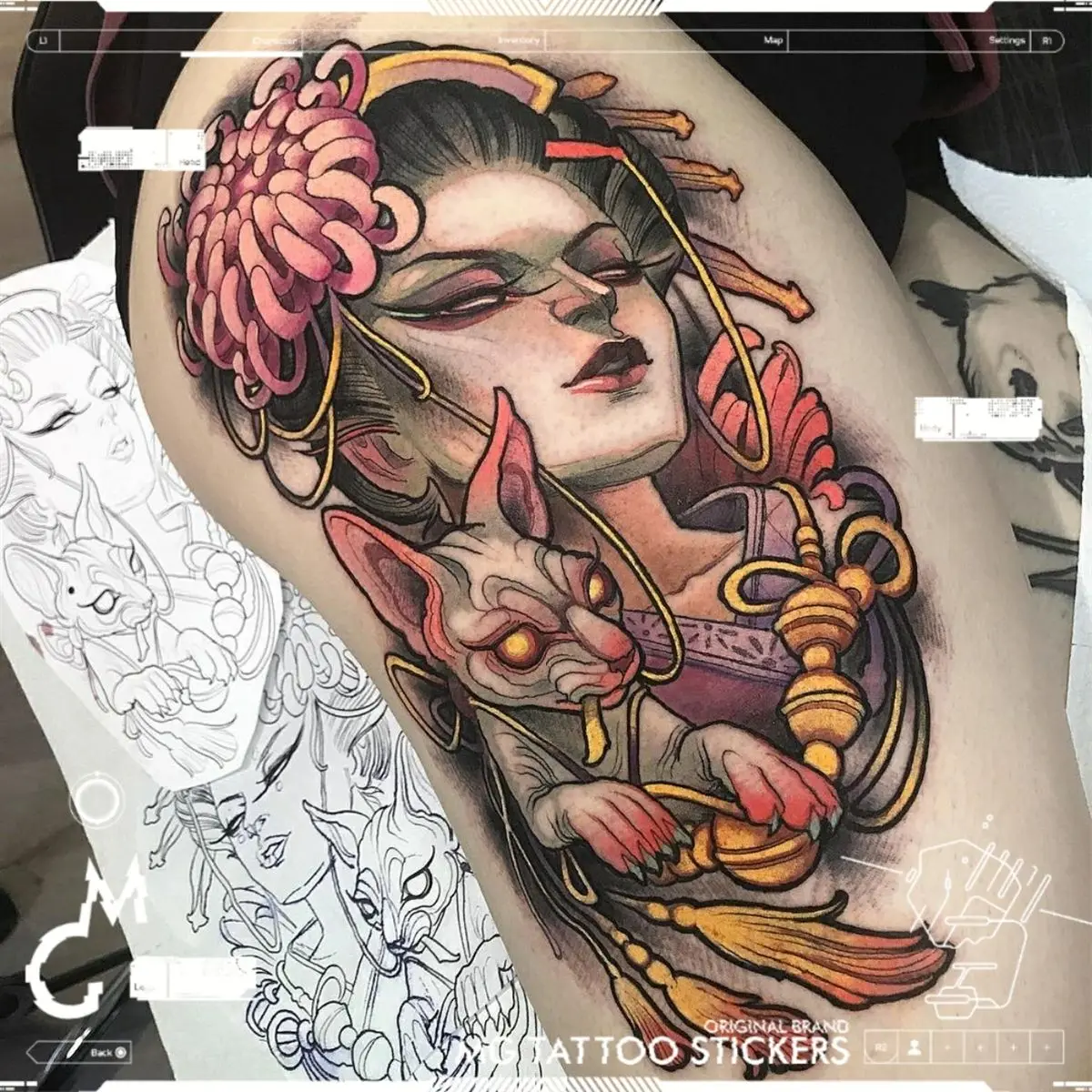 Тату-наклейка Geisha с сфинксом, ненастоящая временная татуировка для женщин и мужчин, искусственная татуировка с мультяшным рисунком, водостойкая
Тату-наклейка Geisha с сфинксом, ненастоящая временная татуировка для женщин и мужчин, искусственная татуировка с мультяшным рисунком, водостойкая