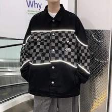 Retro Checkerboard Stitching Denim Jacket Men's Spring and Autumn Loose Design Hip-hop Jacket Mens Fashion Korean Style Clothes
Retro Checkerboard Stitching Denim Jacket Men's Spring and Autumn Loose Design Hip-hop Jacket Mens Fashion Korean Style Clothes