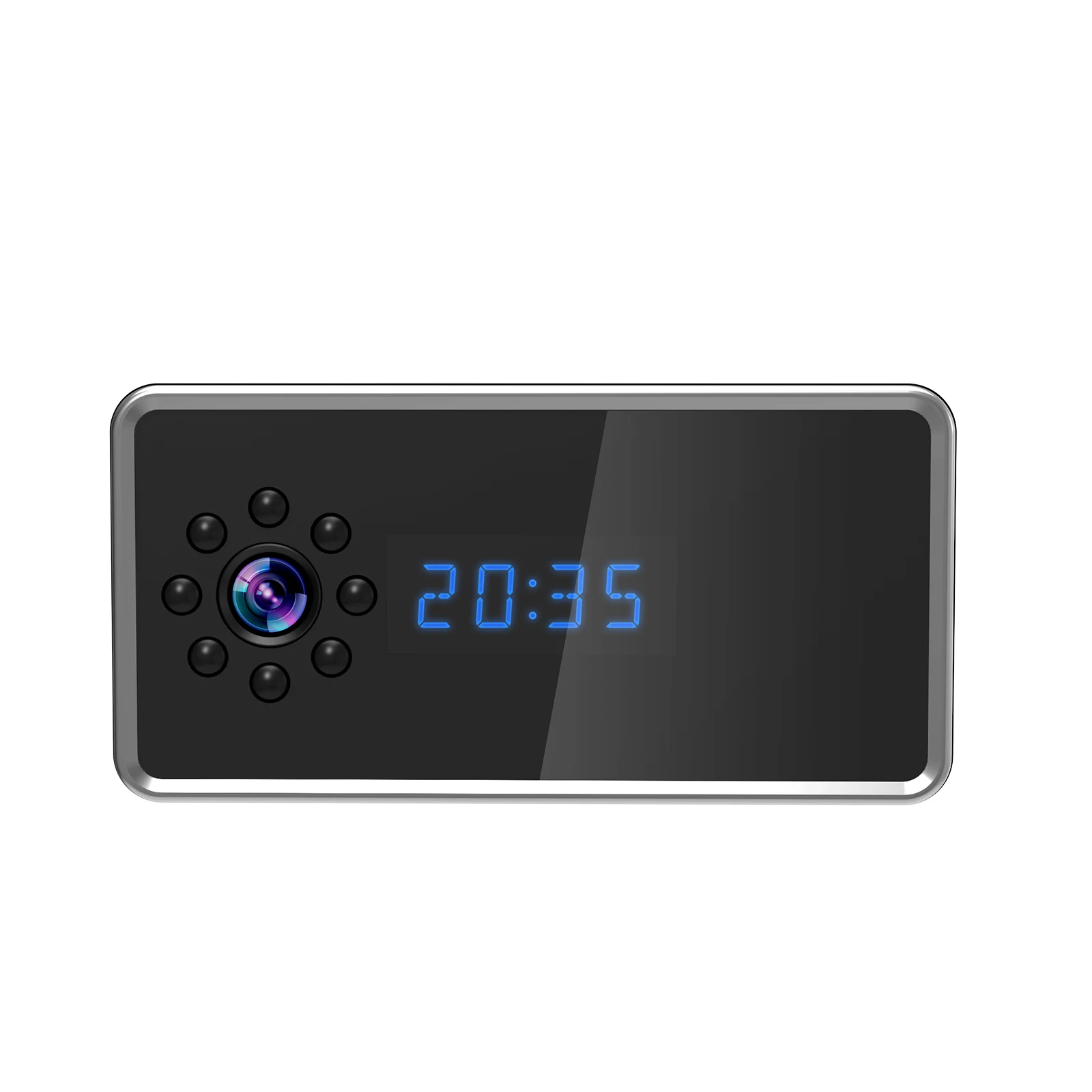 

Mini alarm clock camera. Music synchronization. Night vision full HD clock camera. Motion detection WiFi remote intercom