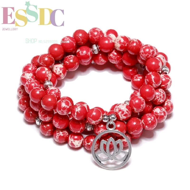 Drop Shipping New Arrival 8mm 108 Natural Red Emperor Stone Beads Bracelet or Necklace Yoga Lotus Pendant Women Summer Jewelry
Drop Shipping New Arrival 8mm 108 Natural Red Emperor Stone Beads Bracelet or Necklace Yoga Lotus Pendant Women Summer Jewelry