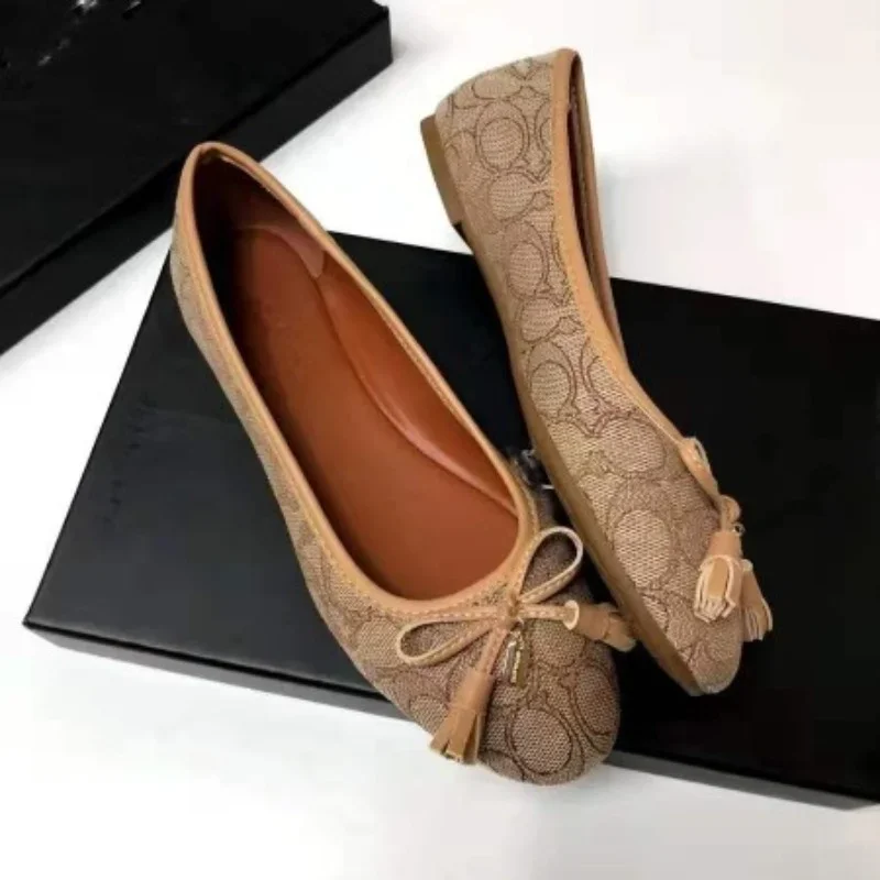 

Spring 2023 New Style~One Step Shallow Mouth Ladle Shoes~Silk Flat Sole Women's Single Shoes