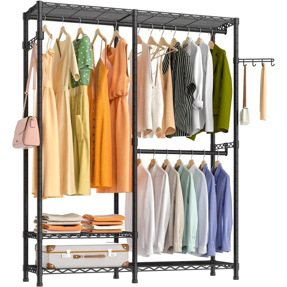 

Exglobol Heavy Duty Garment Rack, Metal Closet Organizers and Storage, Wardrobe Clothing Racks for Hanging Clothes