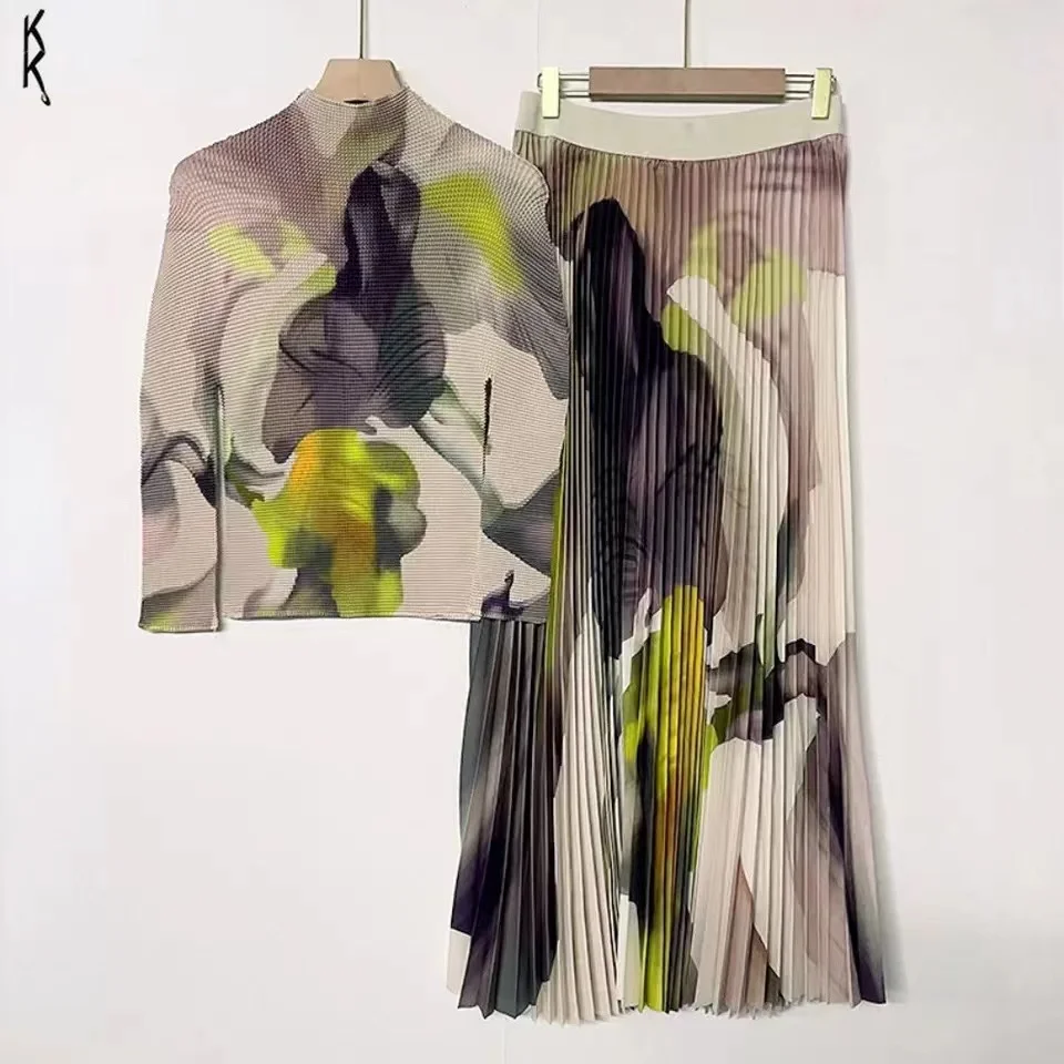 ALSEY Miyake Pleated Suit Women's Fall New Printing Plus Size Slim Casual Party Top+Fashion Skirt Two Piece Set Womens Outifits
ALSEY Miyake Pleated Suit Women's Fall New Printing Plus Size Slim Casual Party Top+Fashion Skirt Two Piece Set Womens Outifits