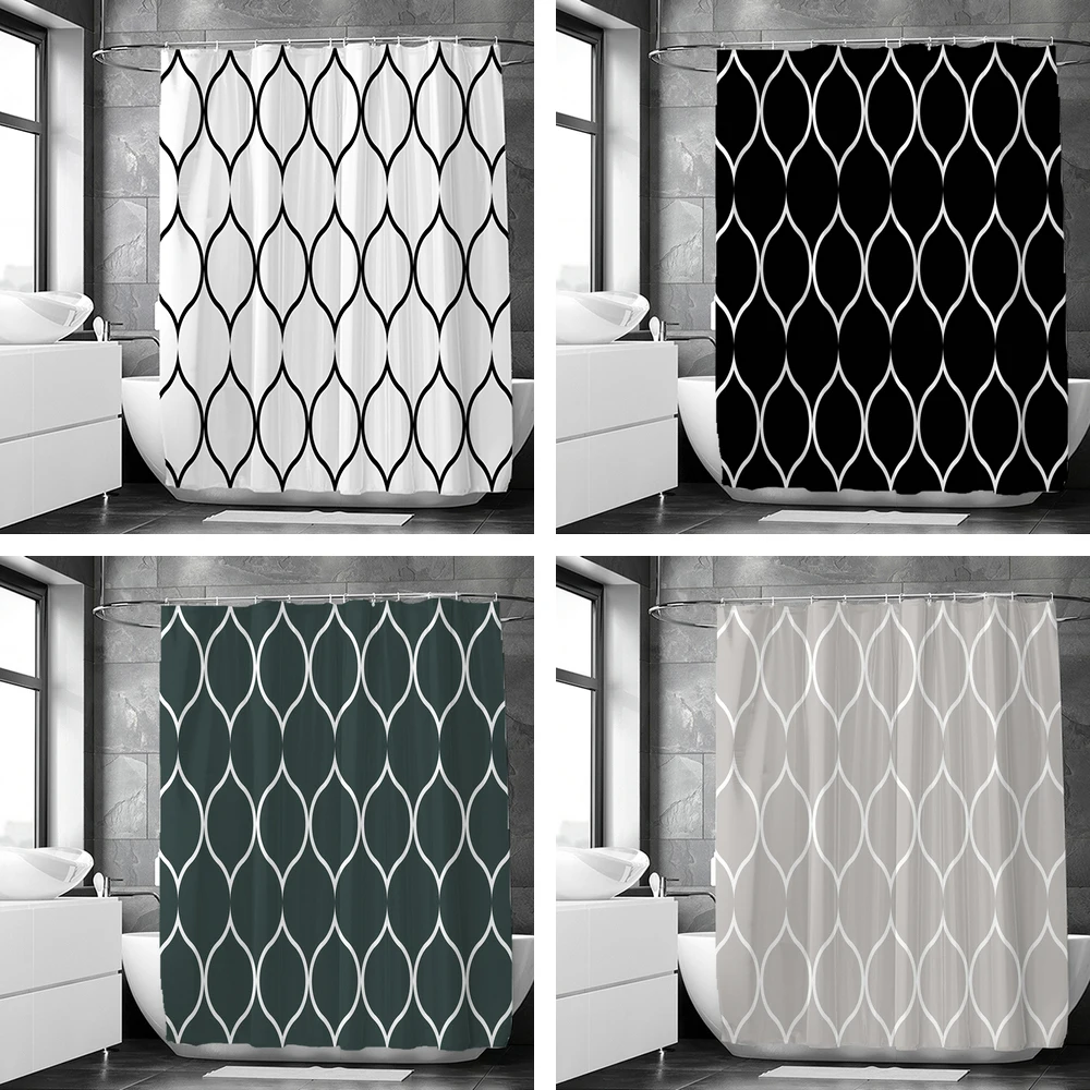 Black and White Geometric Pattern Shower Curtains Waterproof Fabric Bathroom Curtain with Hooks 180x180cm Toilet Bath Screen
Black and White Geometric Pattern Shower Curtains Waterproof Fabric Bathroom Curtain with Hooks 180x180cm Toilet Bath Screen