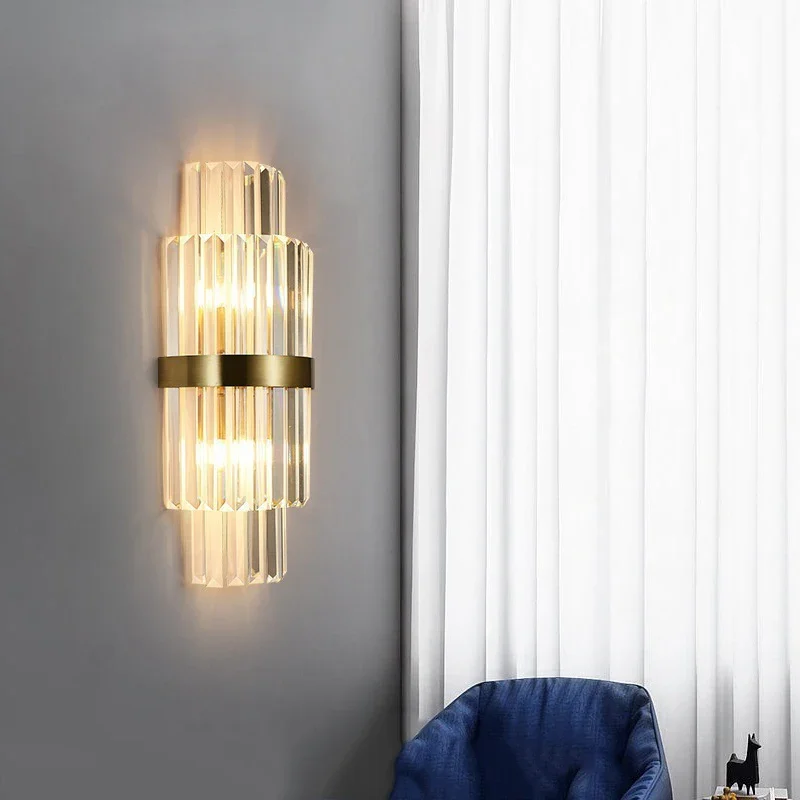 

LED Luxury Crystal Wall Lights Gold Wall Sconces Bedside Lights Home Decor Wall Lamp Living Room Bedroom Aisle Corridor Lights